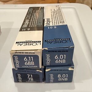 4 tubes of L'Oreal Majirel Cool Cover 6.11, 6.01. 7.1 8.01 Hair Color
